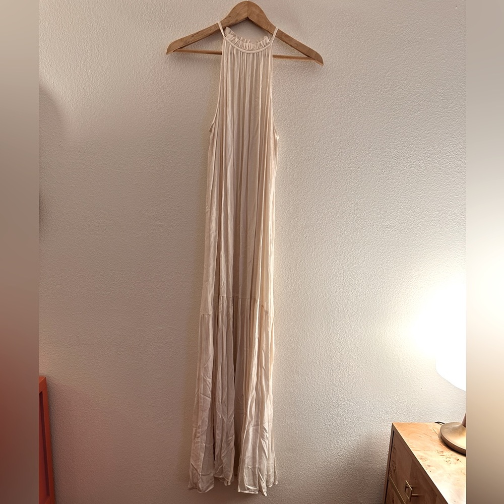 H&M Cream colored maxi dress with high neck